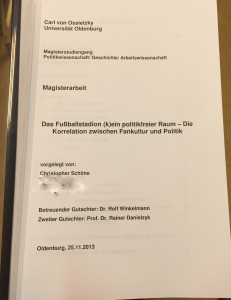 Magisterarbeit Stadion (k)ein politischer Raum